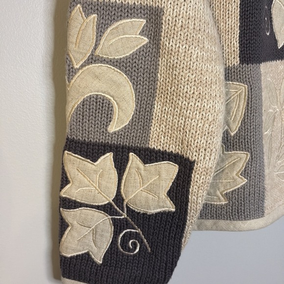 VTG Orvis Women's Patchwork Leaf Knit Grandma Sweater Button Front Cottagecore S - Picture 7 of 16
